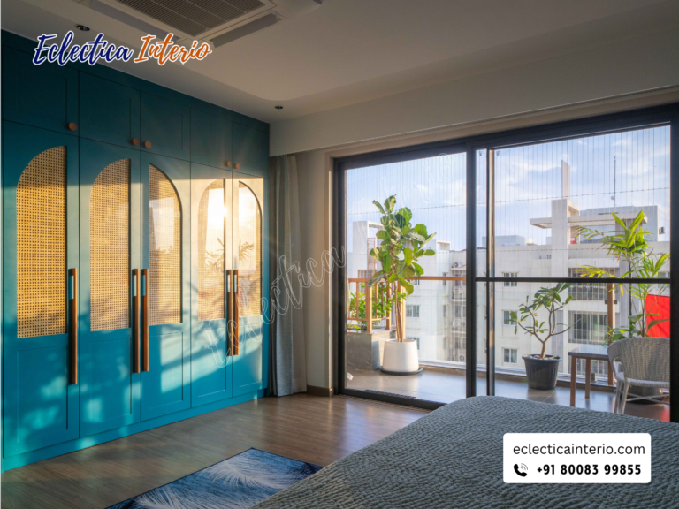 "Balcony attached to the master bedroom, featuring glass railing and panoramic views."